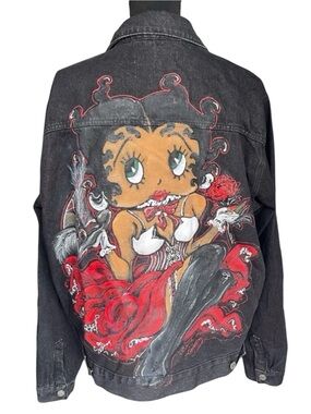Original Urban Heritage Hand Painted Oversized Betty Boop Jean Jacket (M/L)